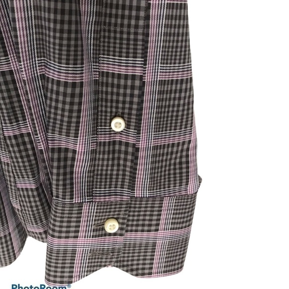 𝅺thomas Dean Grey/Purple Button Up Long Sleeve Sz L - Picture 2 of 5